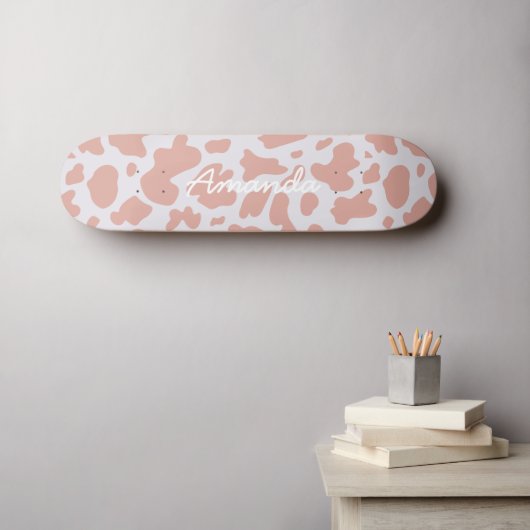 Skateboard Patinage rose vache imprimer girly rodéo (Art mural (Horz))