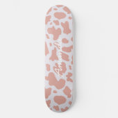 Skateboard Patinage rose vache imprimer girly rodéo (Recto)