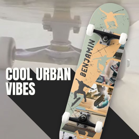 Skateboard Patinage urbain - photo Collage Sage Green et Tan