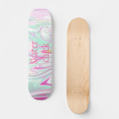 Skateboard Patineur | Filles Motif en marbre Turquoise et ros (Recto)