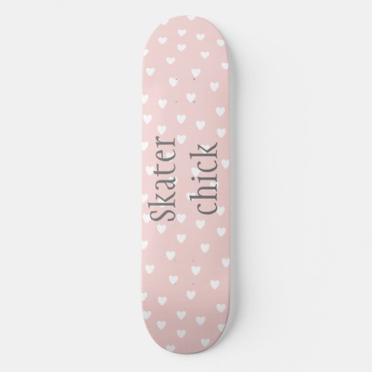 Skateboard Patineur | Roses blanches avec Coeurs blancs Fille (Recto)