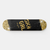 Skateboard Patineuse fille Black Gold Parties scintillant fil (Horz)