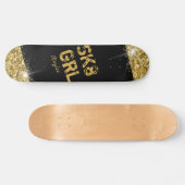 Skateboard Patineuse fille Black Gold Parties scintillant fil (Horz)
