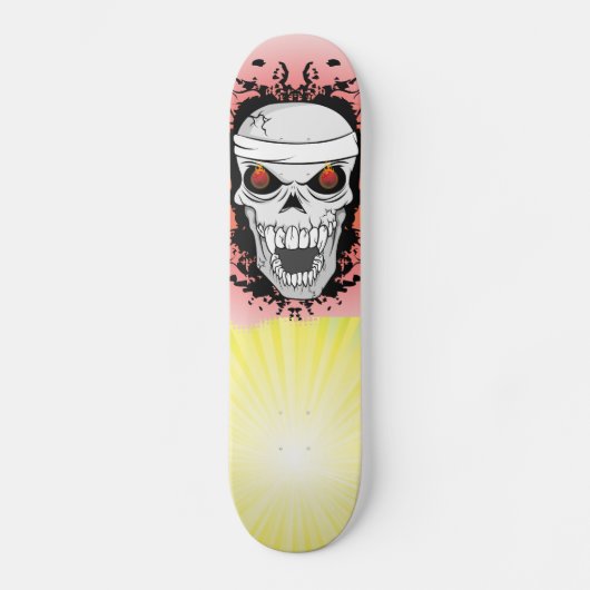 Skateboard Patins à crâne flamboyant. (Recto)