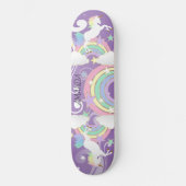 Skateboard Patins à roulettes pourpre Rainbow Unicorn (Recto)