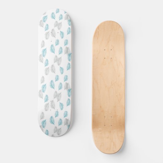 Skateboard Pattern Blue & Gray Leaves (Recto)