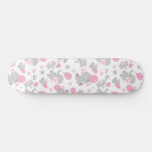 Skateboard Pattern of Elephants, Cute Elephants - Pink Gray (Horz)