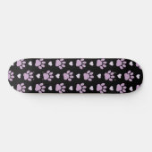 Skateboard Pattern of paws, Dog paws, Lilac paws, Hearts (Horz)