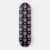 Skateboard Pattern of paws, Dog paws, Lilac paws, Hearts (Recto)