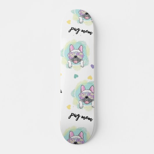 Skateboard Pattern tropical pug (Devant)