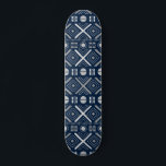 Skateboard Patterns bleus<br><div class="desc">"Cool Geometric Tribal Blue Silver Pattern a skateboard a modern geometric tribal pattern on a blue background" Design by ©Evco Studio www.zazzle.com/store/evcostudio</div>