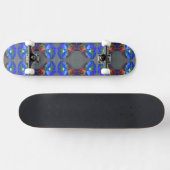 Skateboard Pavot bleu, fleur abstraite bleue (Horz)