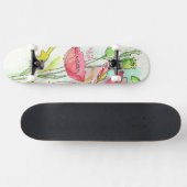 Skateboard Pavots peints d'aquarelle (Horz)