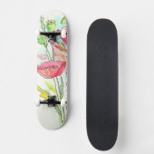 Skateboard Pavots peints d'aquarelle (Recto)
