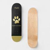 Skateboard Paw chien brillant or sur arrière - plan noir (Recto)