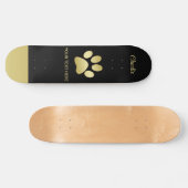 Skateboard Paw chien brillant or sur arrière - plan noir (Horz)