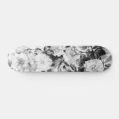Skateboard Pays moderne blanc noir d'aquarelle floral (Horz)