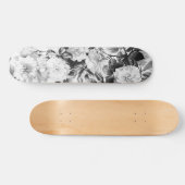 Skateboard Pays moderne blanc noir d'aquarelle floral (Horz)