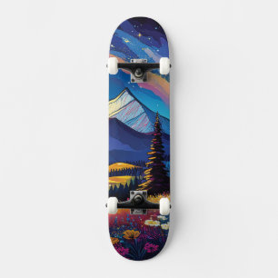 Skateboard Paysage de montagne de fantasy audacieux dessin an