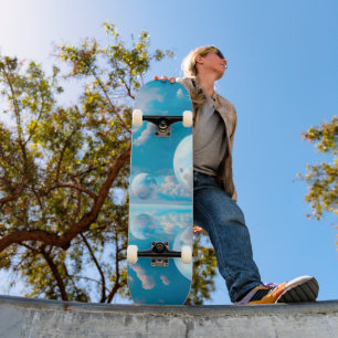 Skateboard Paysage de nature surréaliste ciel rêveur