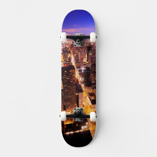 Skateboard Paysage urbain la nuit de Chicago (Recto)