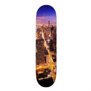 Skateboard Paysage urbain la nuit de Chicago