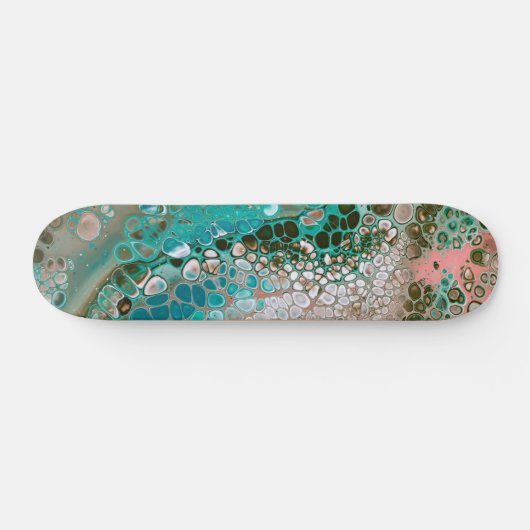 Skateboard Peach & Turquoise Acrylic pour Abstract (Horz)