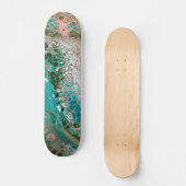 Skateboard Peach & Turquoise Acrylic pour Abstract (Recto)