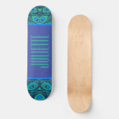 SKATEBOARD PEACOCK FEATHER MOTIF TURQUOISE VERT BLEU AVEC NOM (Recto)