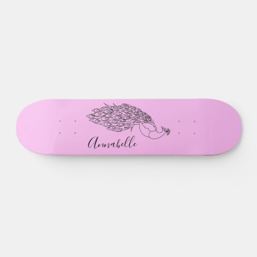 Skateboard Peacock Silhouette Custom Name (Horz)