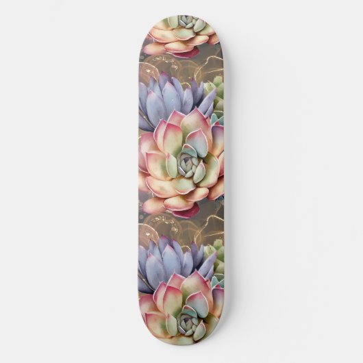 Skateboard Pêche et Grey Succulents (Recto)