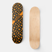 Skateboard Peint Plus en orange avec nom (Recto)