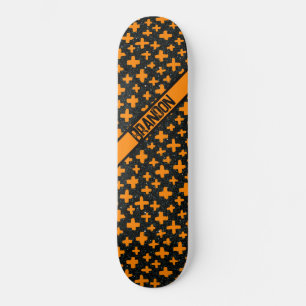 Skateboard Peint Plus en orange avec nom