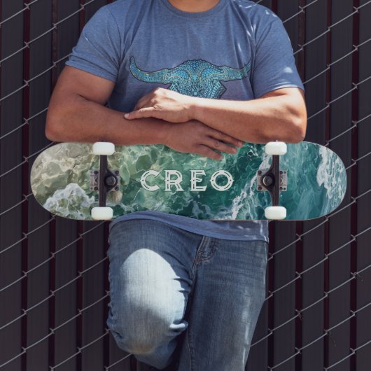 Skateboard Peinture à l'huile sur le surf océanique tropical (Extérieur 3)