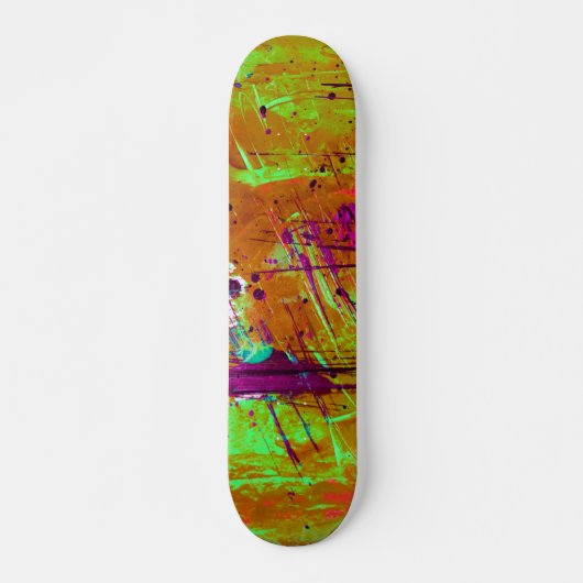 Skateboard Peinture Abstraite couleur néon vert (Devant)