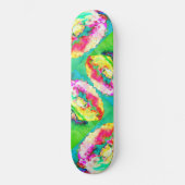 Skateboard Peinture abstraite rose jaune pavot (Recto)