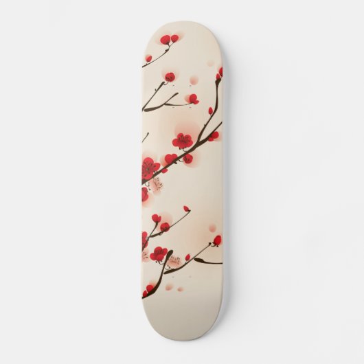 Skateboard Peinture asiatique de style, fleur de prune au (Recto)