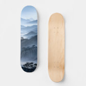 Skateboard Peinture Chinoise Bleu Misty Paysage Avec Rivière (Recto)