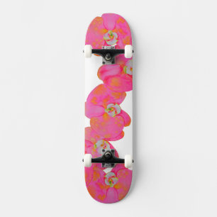 Skateboard Peinture d'aquarelle romantique à l'orchidée rose