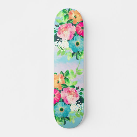 Skateboard Peinture d'aquarelle Vintage Rose (Devant)