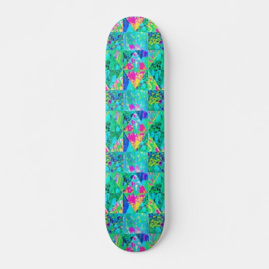 Skateboard Peinture de courtepointe avec Hydrangea et Blues (Devant)
