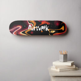 Skateboard Peinture de gravité zéro Abstrait en orange et noi