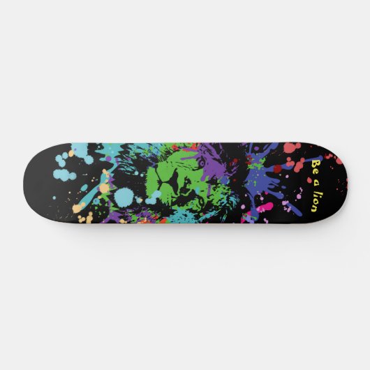 Skateboard Peinture de Lion colorée Patinage artistique (Horz)
