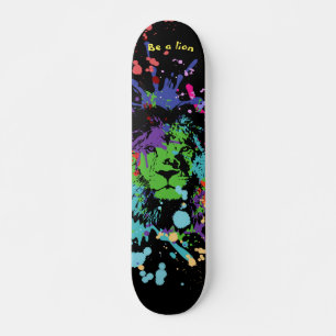 Skateboard Peinture de Lion colorée Patinage artistique