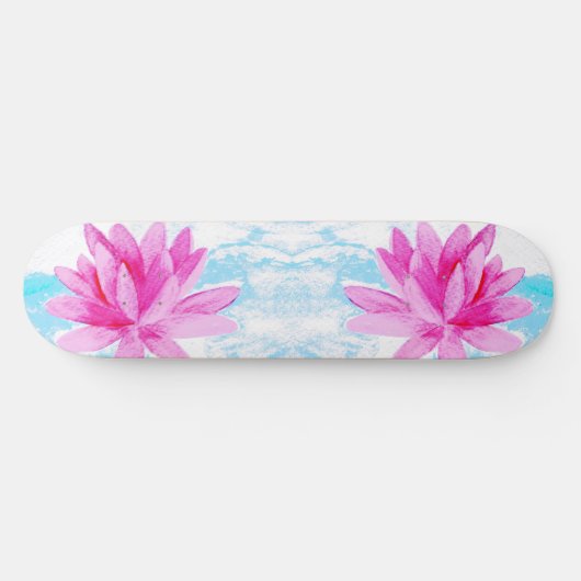Skateboard Peinture de lotus rose paisible (Horz)