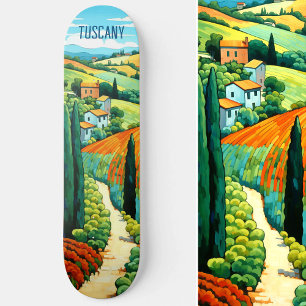 Skateboard Peinture de Toscane Italie   Art du voyage