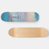 Skateboard Peinture d'une mouette volant près d'un phare (Horz)