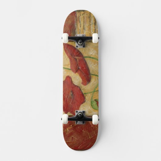 Skateboard Peinture florale avec traits de pinceau visibles (Recto)