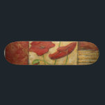 Skateboard Peinture florale avec traits de pinceau visibles<br><div class="desc">Les touches de brosse sont visibles dans ce tableau floral de Chariklia Zarris. Deux fleurs rouges sont au milieu de la pièce avec de l'herbe sur le fond et quelques feuilles flottent sur le dessus. Une scène fantaisiste qui ferait un grand cadeau!</div>