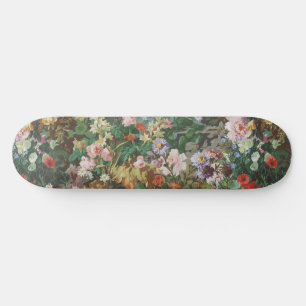 Skateboard Peinture florale de fleurs colorées vintage jolies